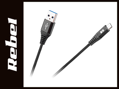 CABLU USB - MICRO USB 100CM NEGRU REBEL