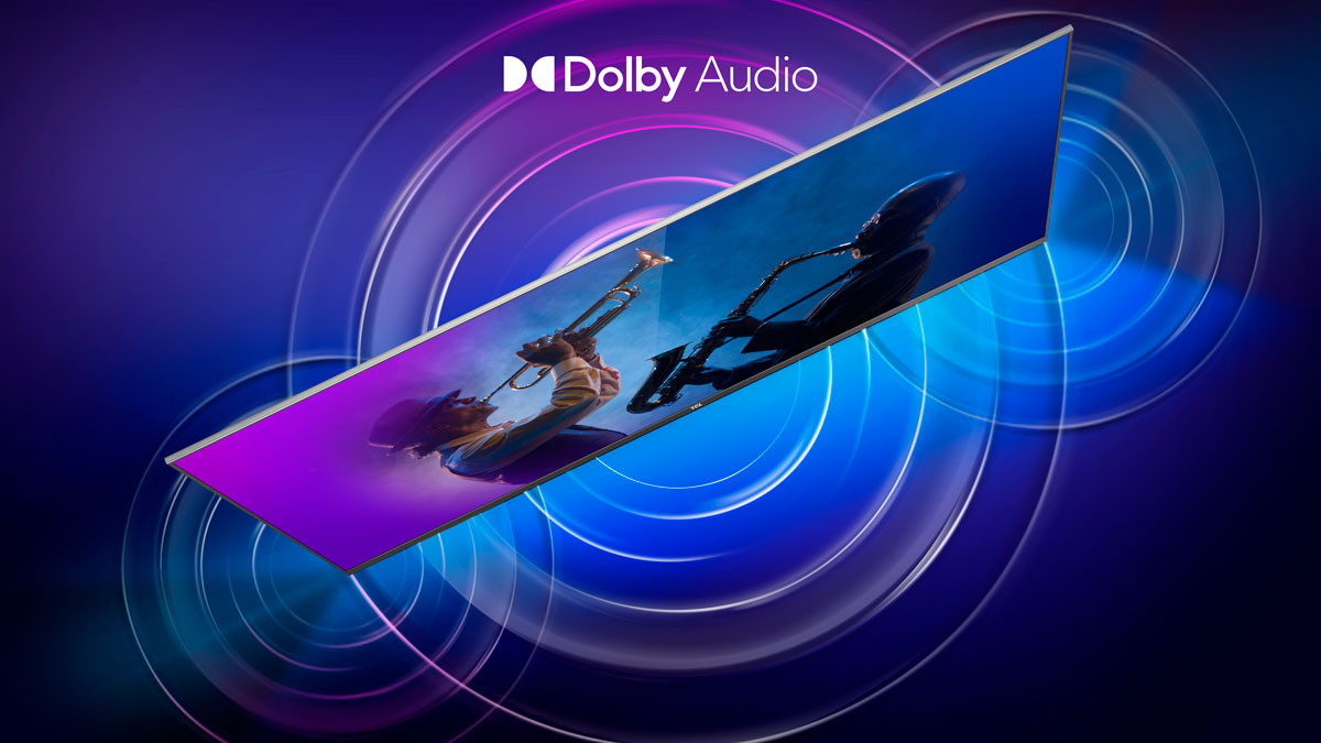 Dolby Audio ofera un sunet profund, clar si puternic de la difuzoarele televizorului