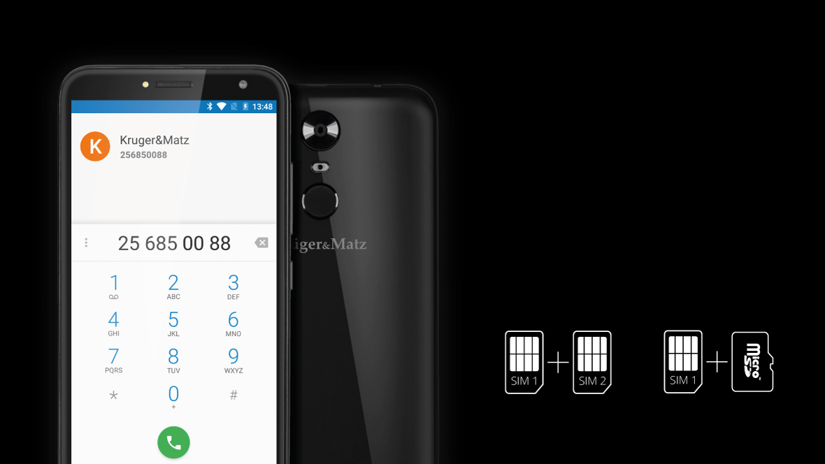 Ai mereu doua telefoane cu tine? Acum le poti inlocui cu unul singur - MOVE 8 de la Kruger & Matz! Smartphone-ul are functie dual SIM, ceea ce permite utilizarea a doua carduri simultan. In plus, daca cei 8 GB de memorie interna nu iti sunt suficienti, poti folosi unul din cele doua sloturi pentru pentru a instala un card microSD pentru a extinde memoria dispozitivului.