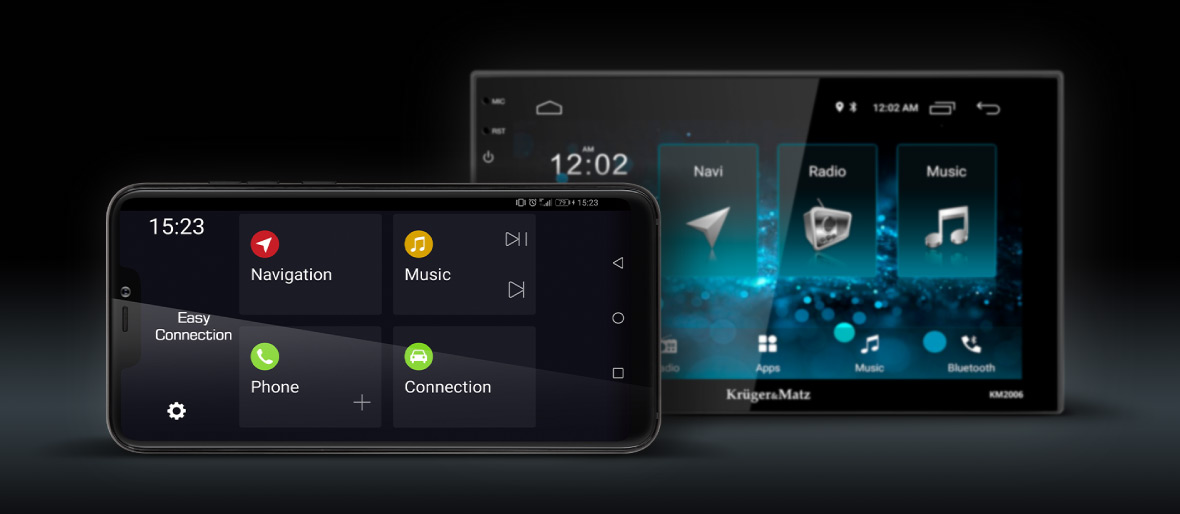 Telecomanda Posibilitatea de a efectua apeluri telefonice nu este singurul avantaj atunci cand conectezi radioul cu un smartphone. Aplicatia Easy Connection te ajuta inclusiv sa gestionezi navigarea sau playerul de muzica.