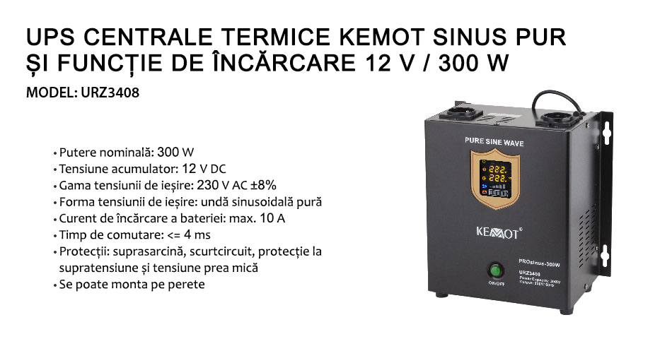 UPS Centrale Sinus Pur 500VA 300W 12V Kemot