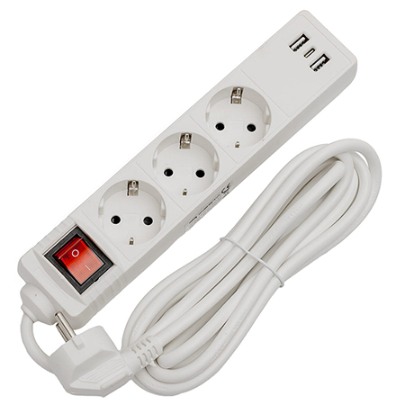 Prelungitor 3 Prize Cu Intrerupator Si Usb 1.5m