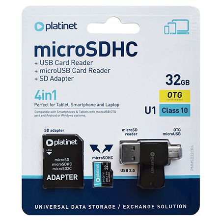 Micro Sd Card 32gb Otg/card Reader/adaptor Platinet