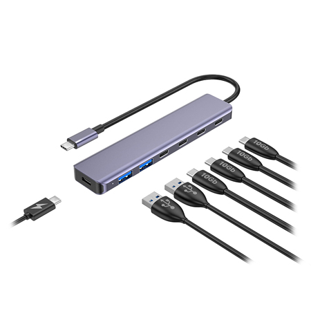 Hub 7 In 1 10gbs Pd 100w Aluminiu Platinet