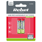 Acumulatori Li-ion Aaa R3 400mah Usb-c Blister 2 Rebel