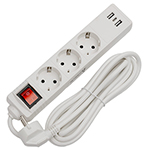 Prelungitor 3 Prize Cu Intrerupator Si Usb 3m