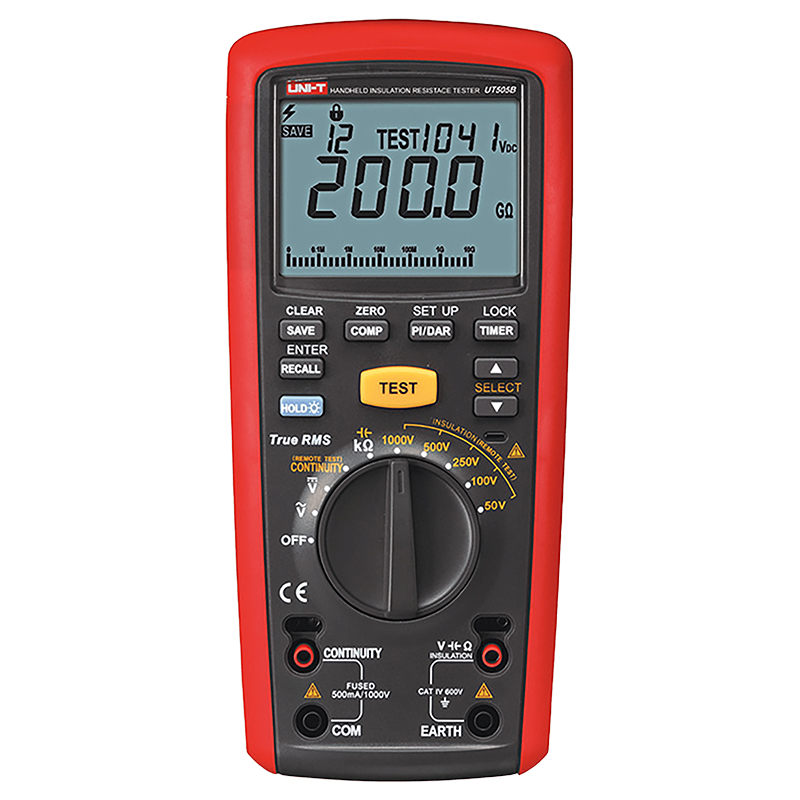 Tester Rezistenta Izolatie Uni-T UT505B, 50V-1000V Test, Izolatie 20GOhm, Autoscalare, Continuitate, Oprire Automata [1]